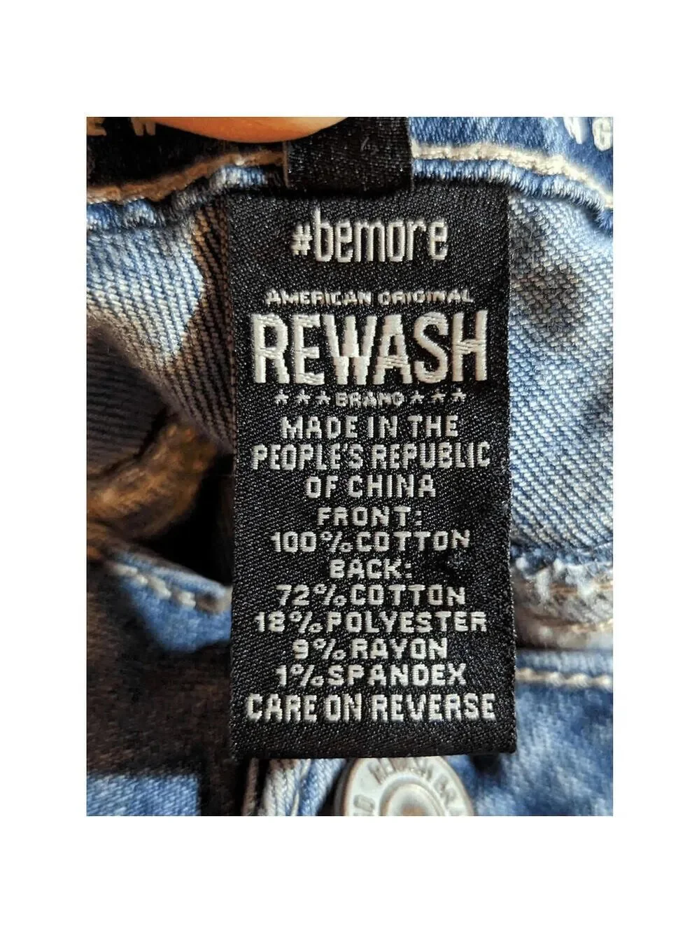 Rewash Women's Blue Ribbon Lace-Up Side Straight Distressed Jeans Size 15R